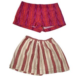 Lot of 2 Gap Pink Orange Shorts Madewell Full Striped Mini Skirt size 2 XS